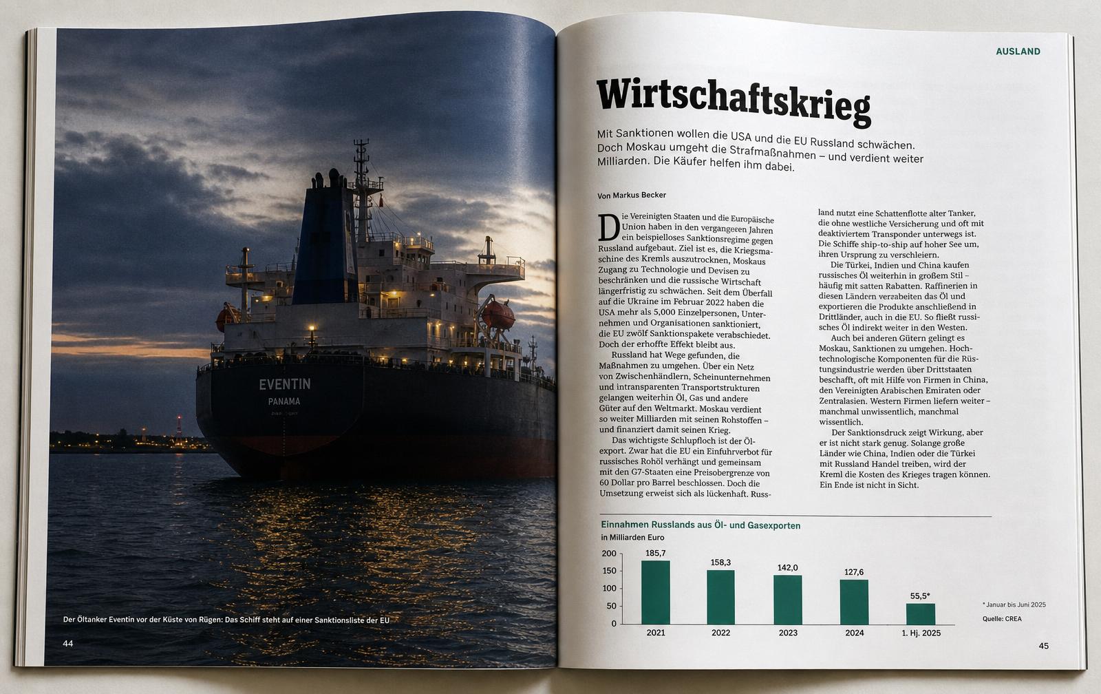 Aufgeschlagene Doppelseite der gedruckten Bundeskompass-Ausgabe